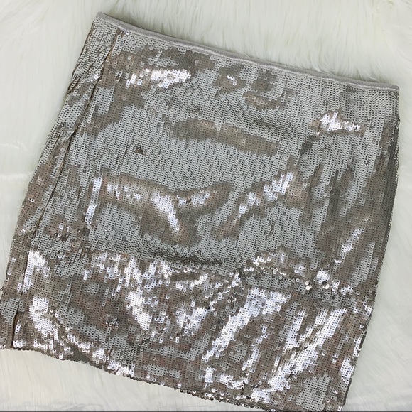🔥BAR III🔥Silver Sequin Mini Skirt Sparkly Small NWT - Picture 6 of 6